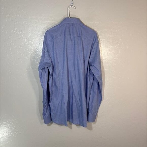 Eton Shirt Mens 18 46 Blue Gingham Check Contemporary York Dress Button Front - Picture 6 of 8